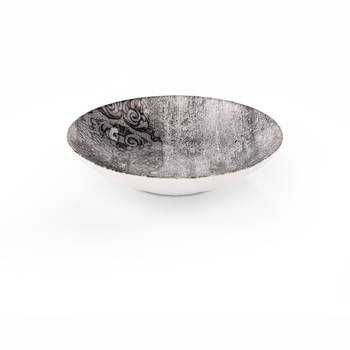 Hanes Eskitme Desenli Stoneware Çukur Tabak - 22 cm - Thumbnail