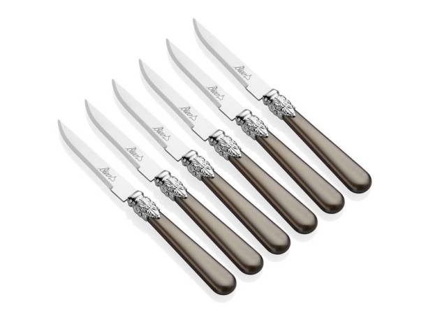 Sedefli 6 Parça Tatlı Bıçağı Takımı - Gri - Thumbnail